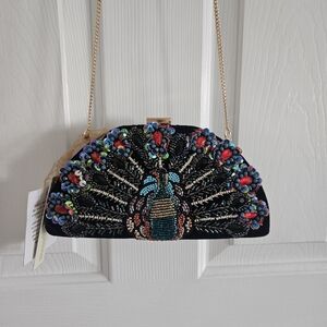 NWT Made In India Beaded Peacock Bag